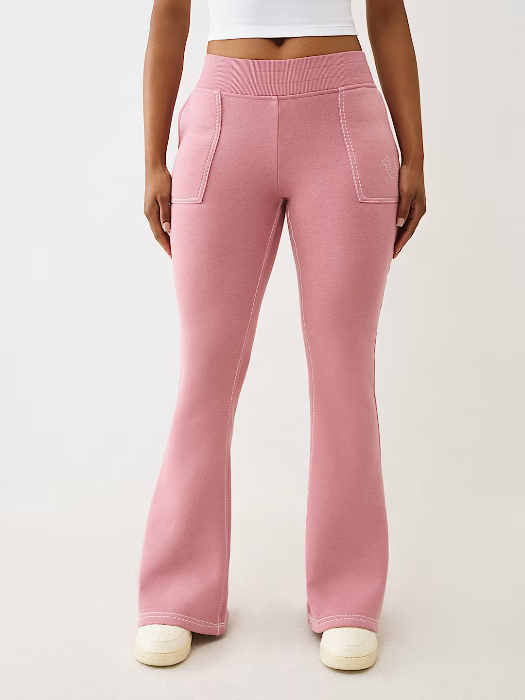 True Religion Women's Big T Shrunken Zip Hoodie & Big T Flared Sweatpants - Nostalgia Rose