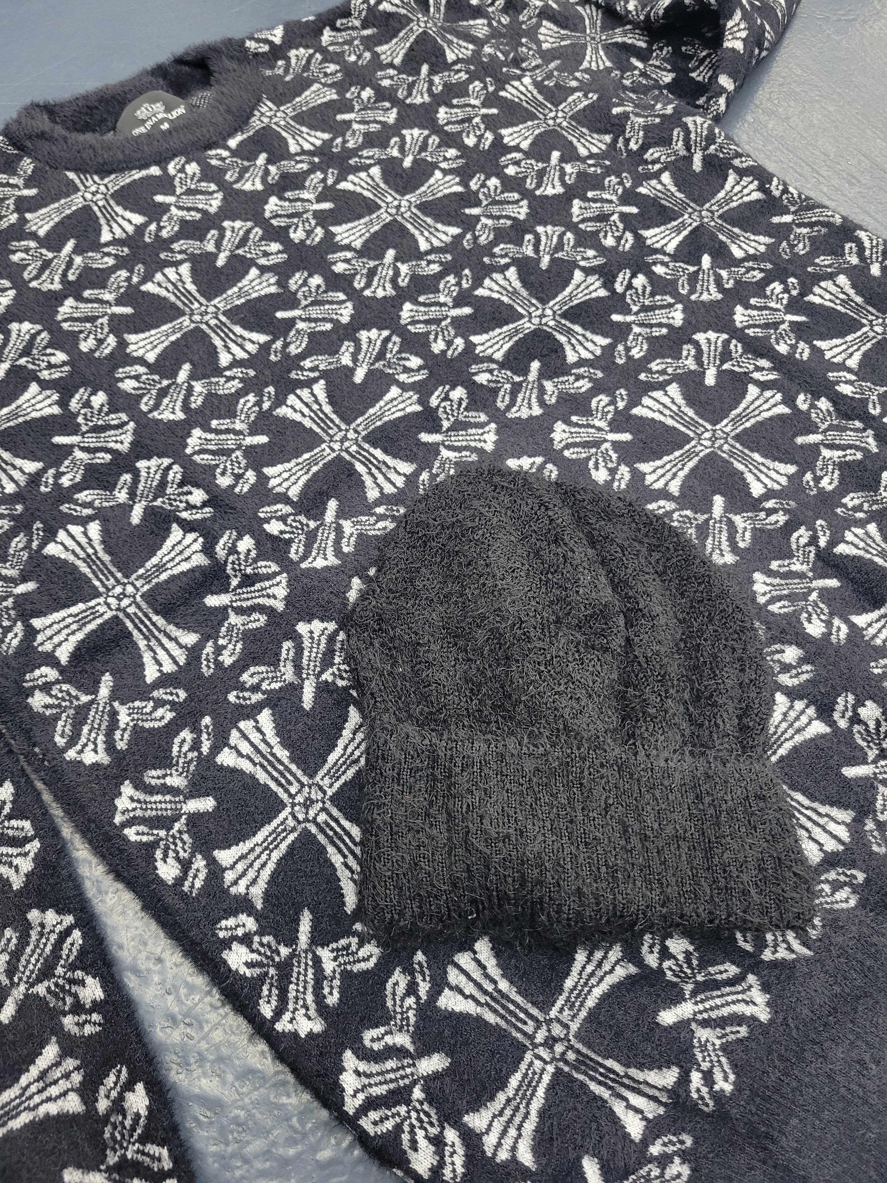 One In A Million Cross Pattern Mohair Crewneck