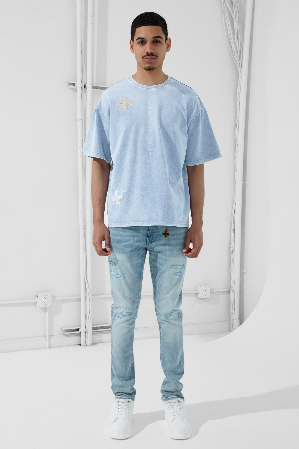 See You In Paradise "Utopia" Leather Patches T-Shirt