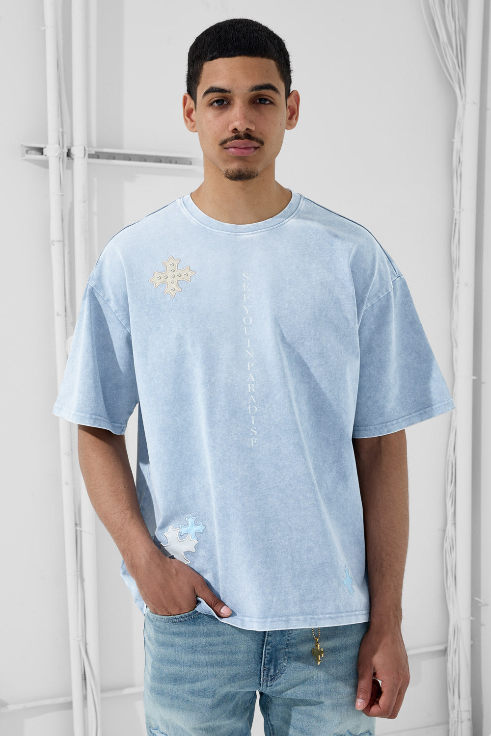 See You In Paradise "Utopia" Leather Patches T-Shirt