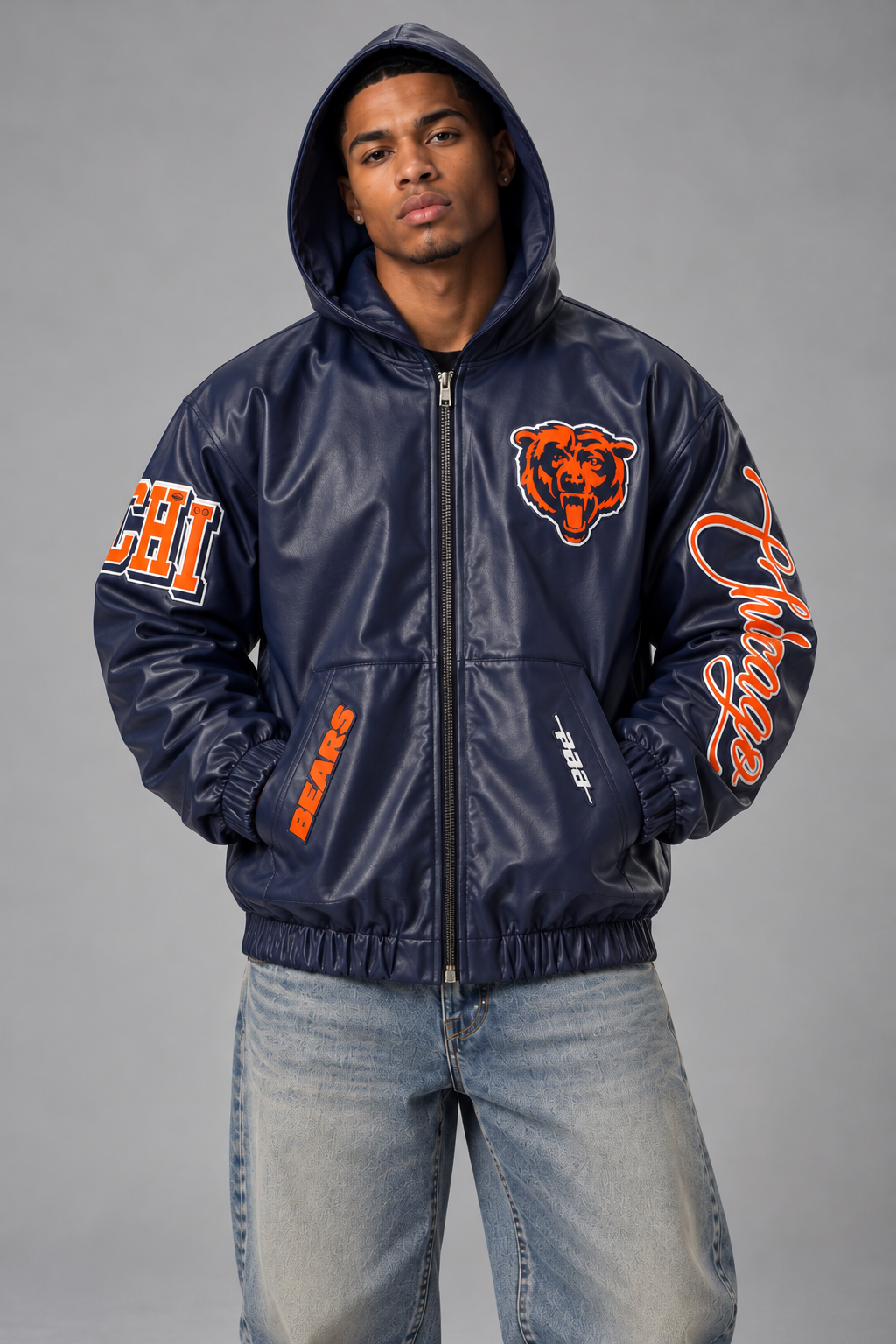 Pro Standard DC Exclusive Chicago Bears Leather Jacket - Navy