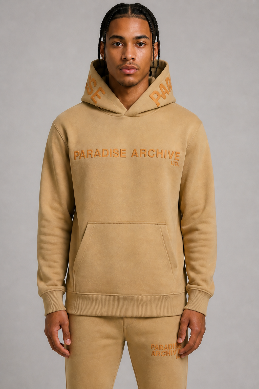 See You in Paradise "High Density Print Fleece" Jogging Suit - Khaki