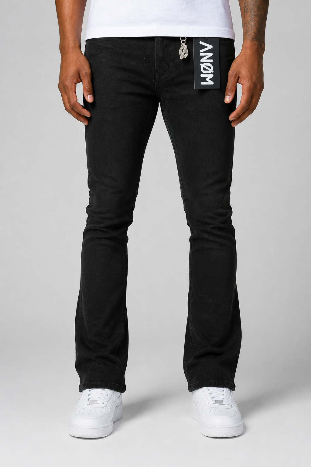 ANOM "Aura" Fitted Stacked Jeans - Jet Black