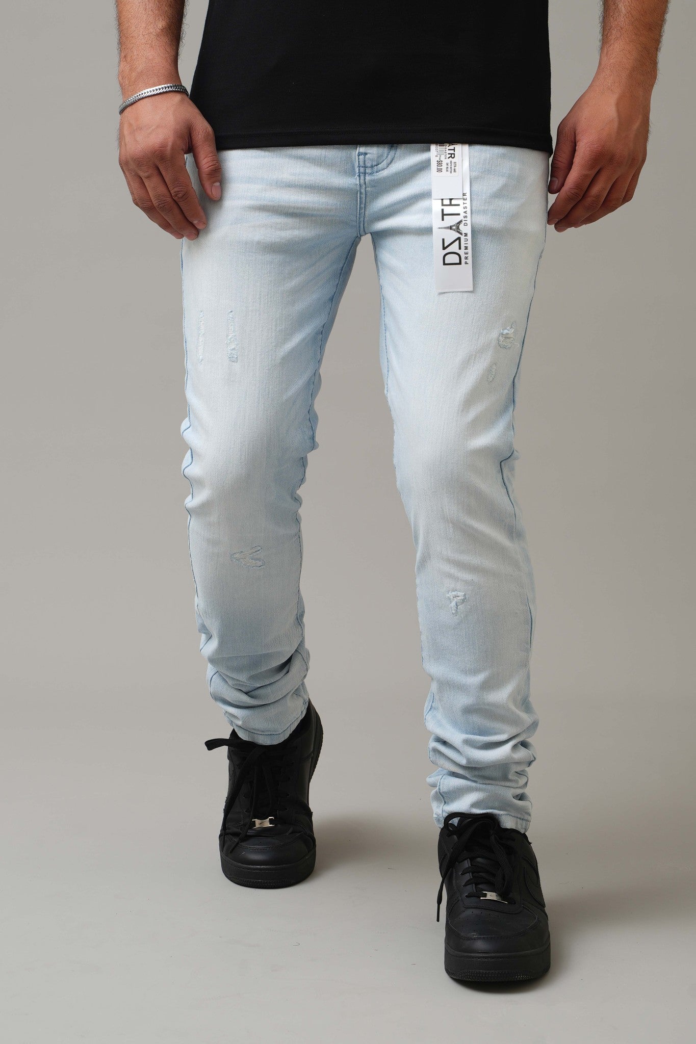 DZATR (Disaster) Ultra Skinny Stretch Denim Jeans - Sky Blue