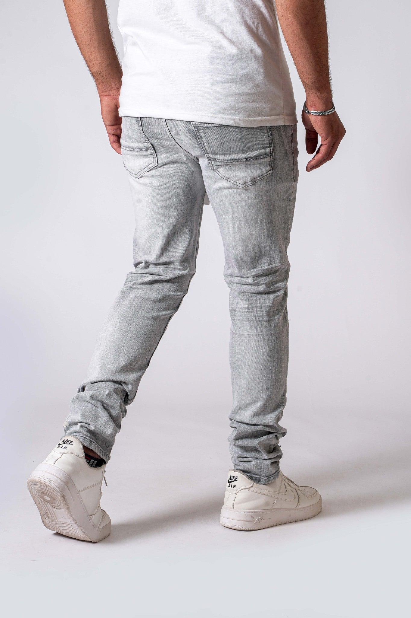 DZATR (Disaster) Ultra Skinny Stretch Denim - Icey Grey 3D Rips