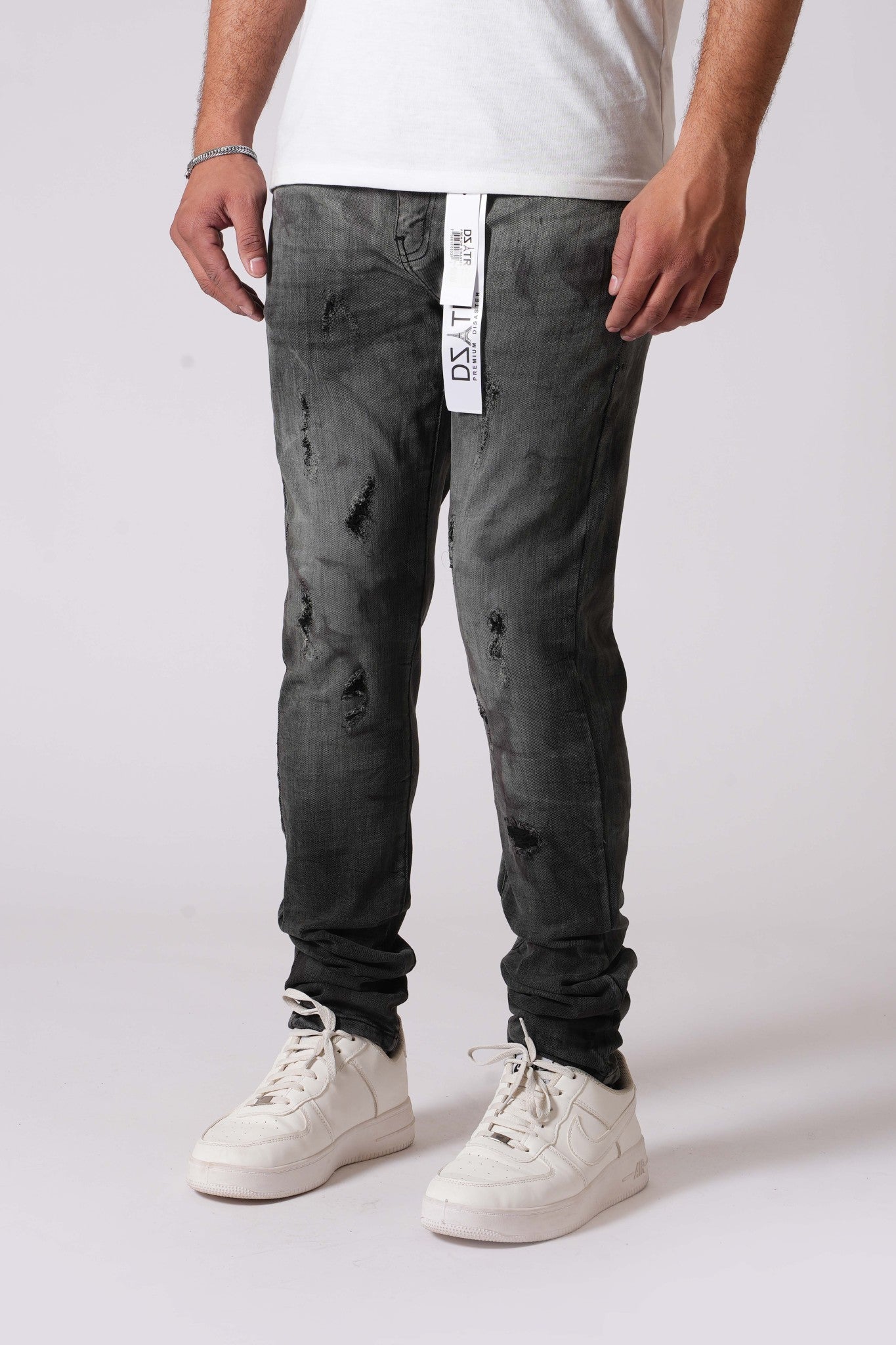 DZATR (Disaster) Ultra Skinny Stretch Denim Jeans - Black Ruby