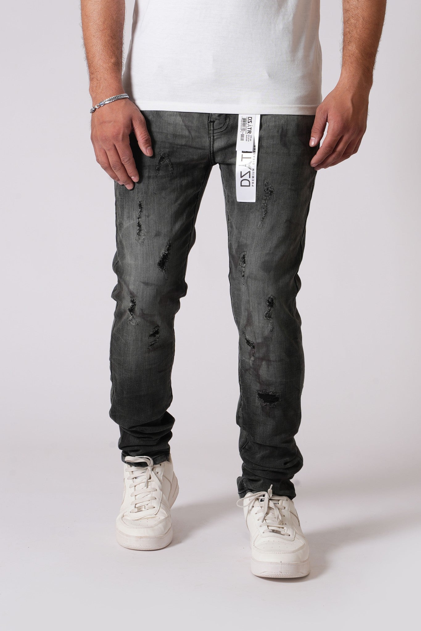 DZATR (Disaster) Ultra Skinny Stretch Denim Jeans - Black Ruby