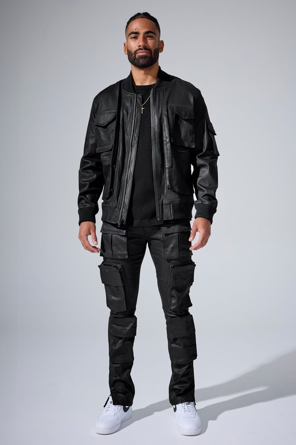 Jordan Craig "Midnight Mercenary" Wax Jet Black Bomber Jacket