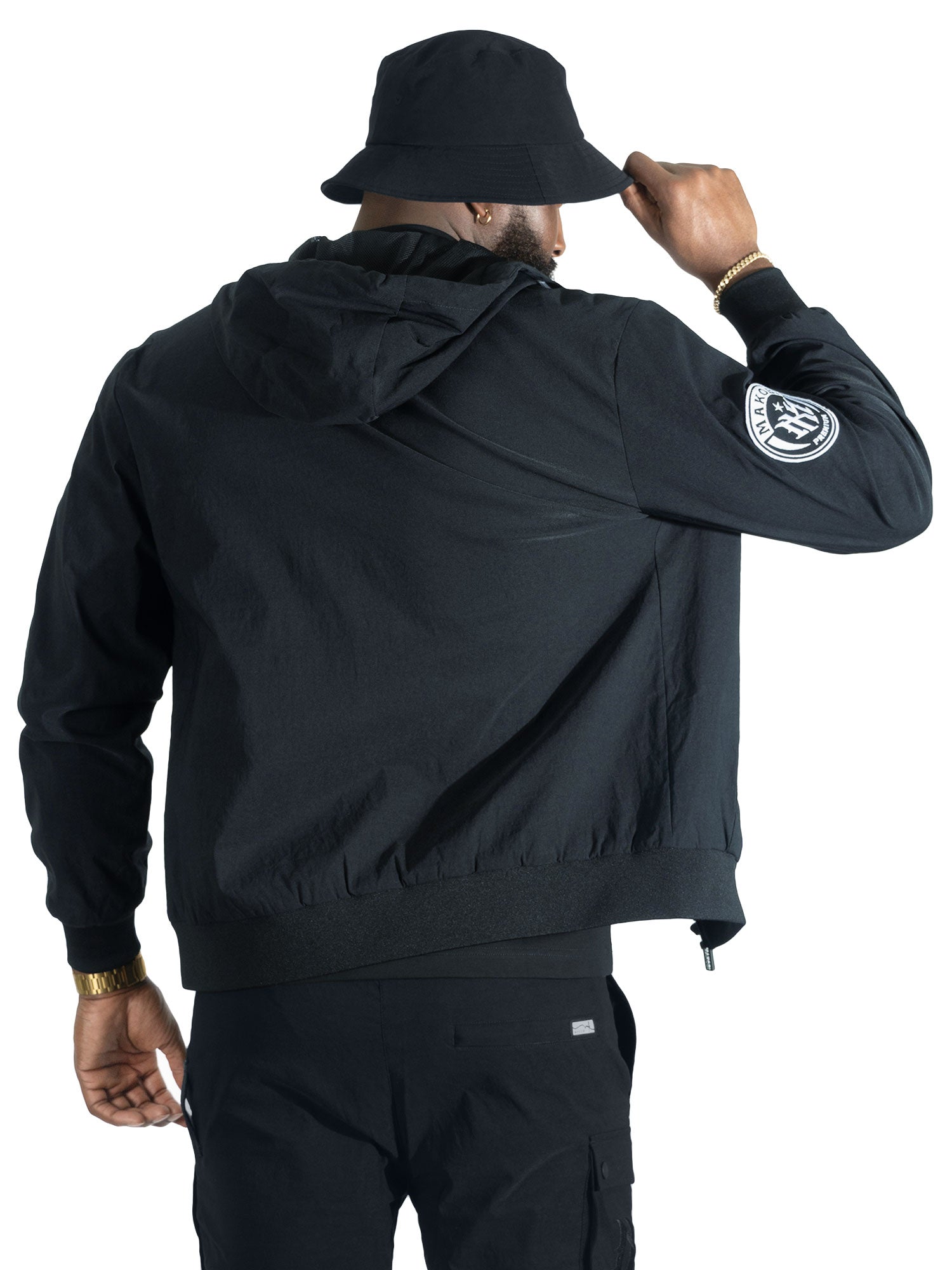 Makobi "Adorni" Nylon Zip-up Hooded Windbreaker Jacket