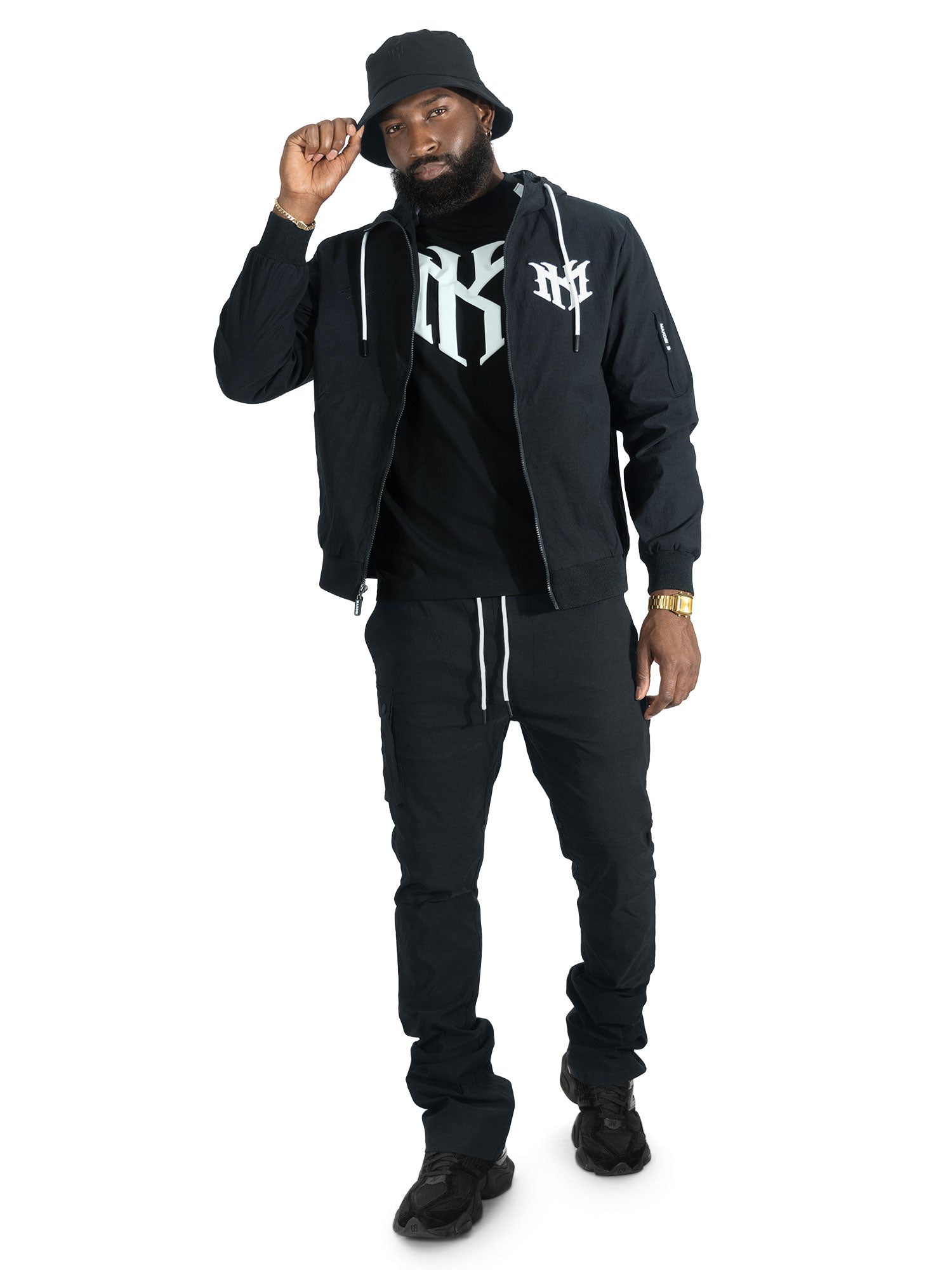 Makobi "Adorni" Nylon Zip-up Hooded Windbreaker Jacket