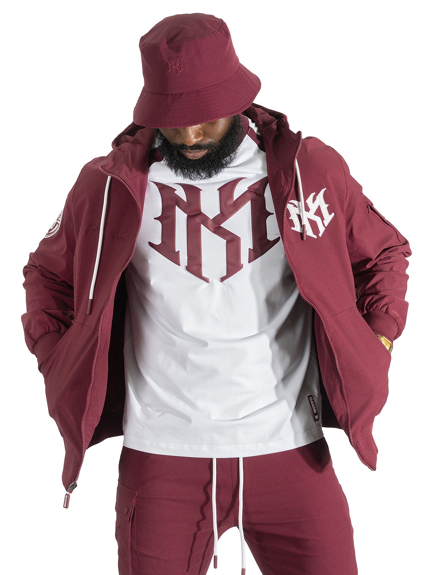 Makobi "Adorni" Nylon Zip-up Hooded Windbreaker Jacket