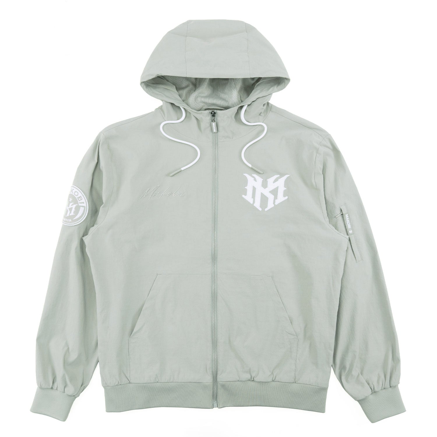 Makobi "Adorni" Nylon Zip-up Hooded Windbreaker Jacket