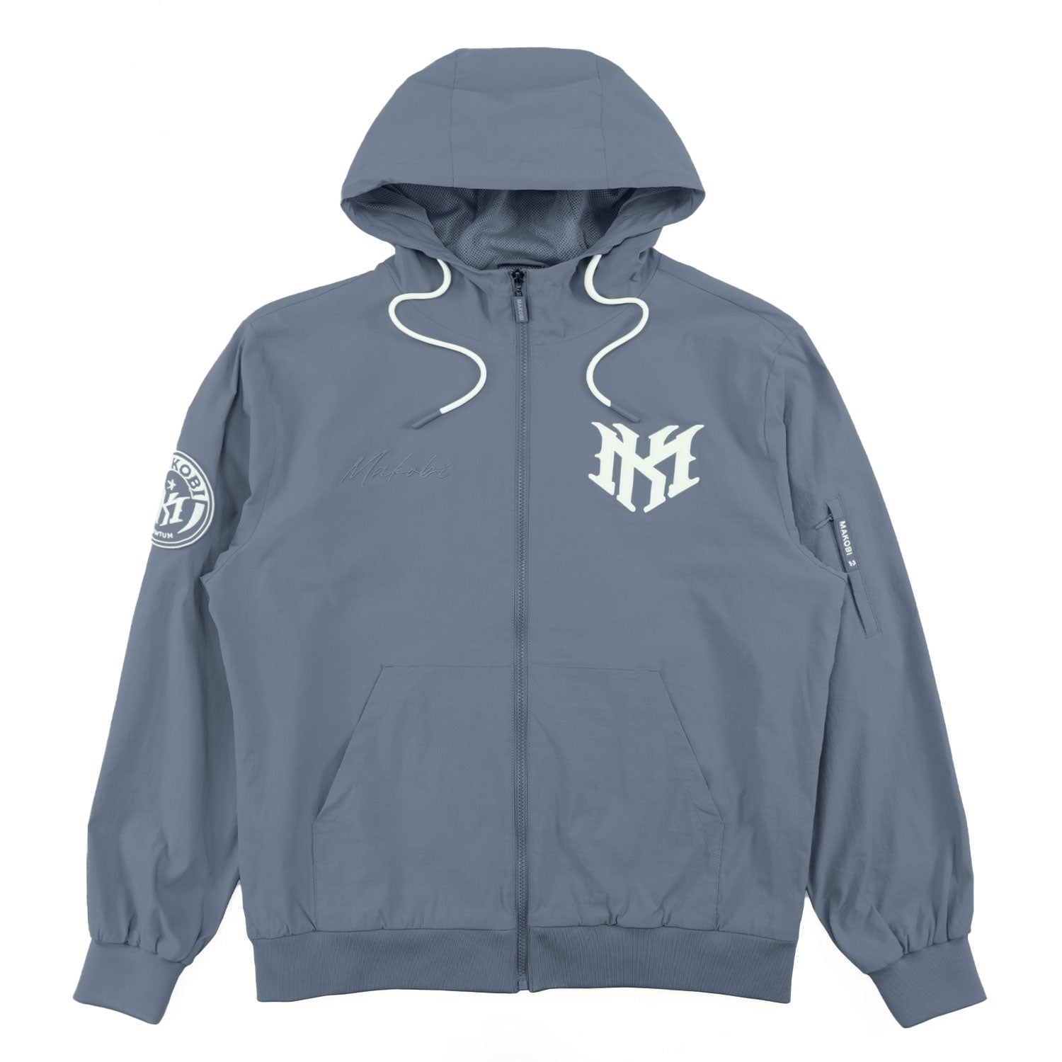 Makobi "Adorni" Nylon Zip-up Hooded Windbreaker Jacket