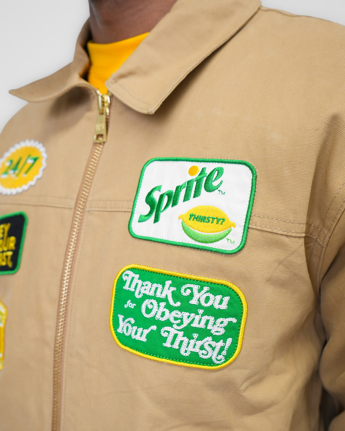 Preme "Sprite Mechanic" Twill Embellished Regular Fit Denim Jacket