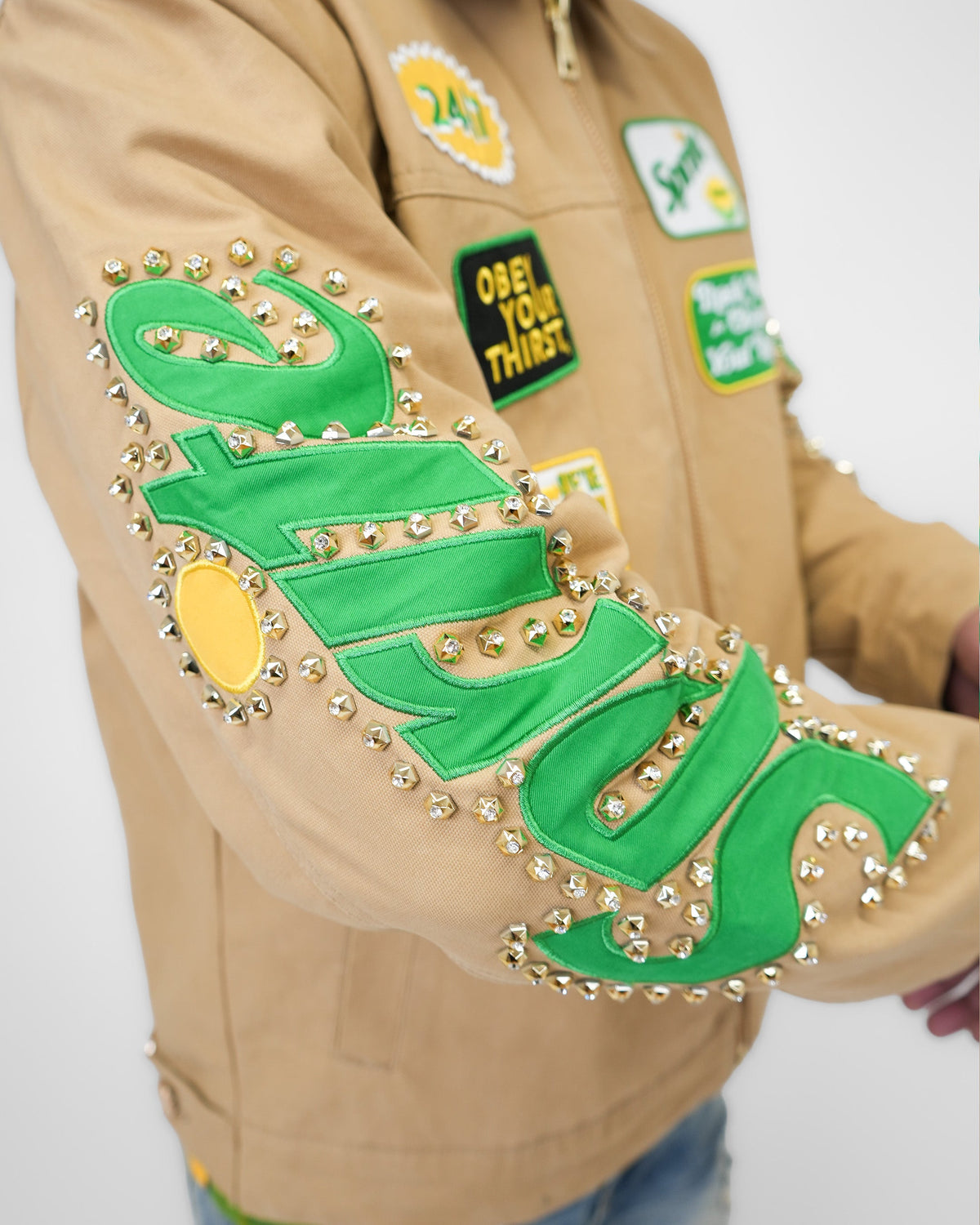 Preme "Sprite Mechanic" Twill Embellished Regular Fit Denim Jacket
