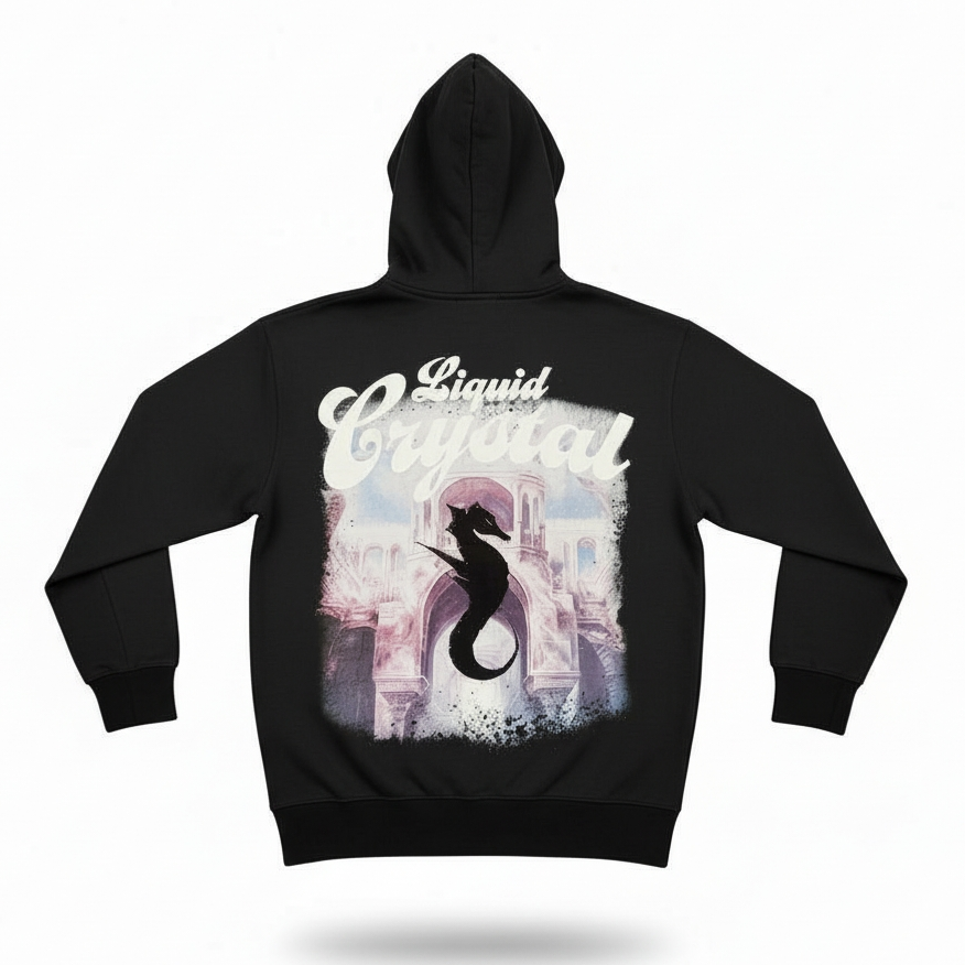 Liquid Crystal Rhinestone Seahorses Zip-up Hoodie