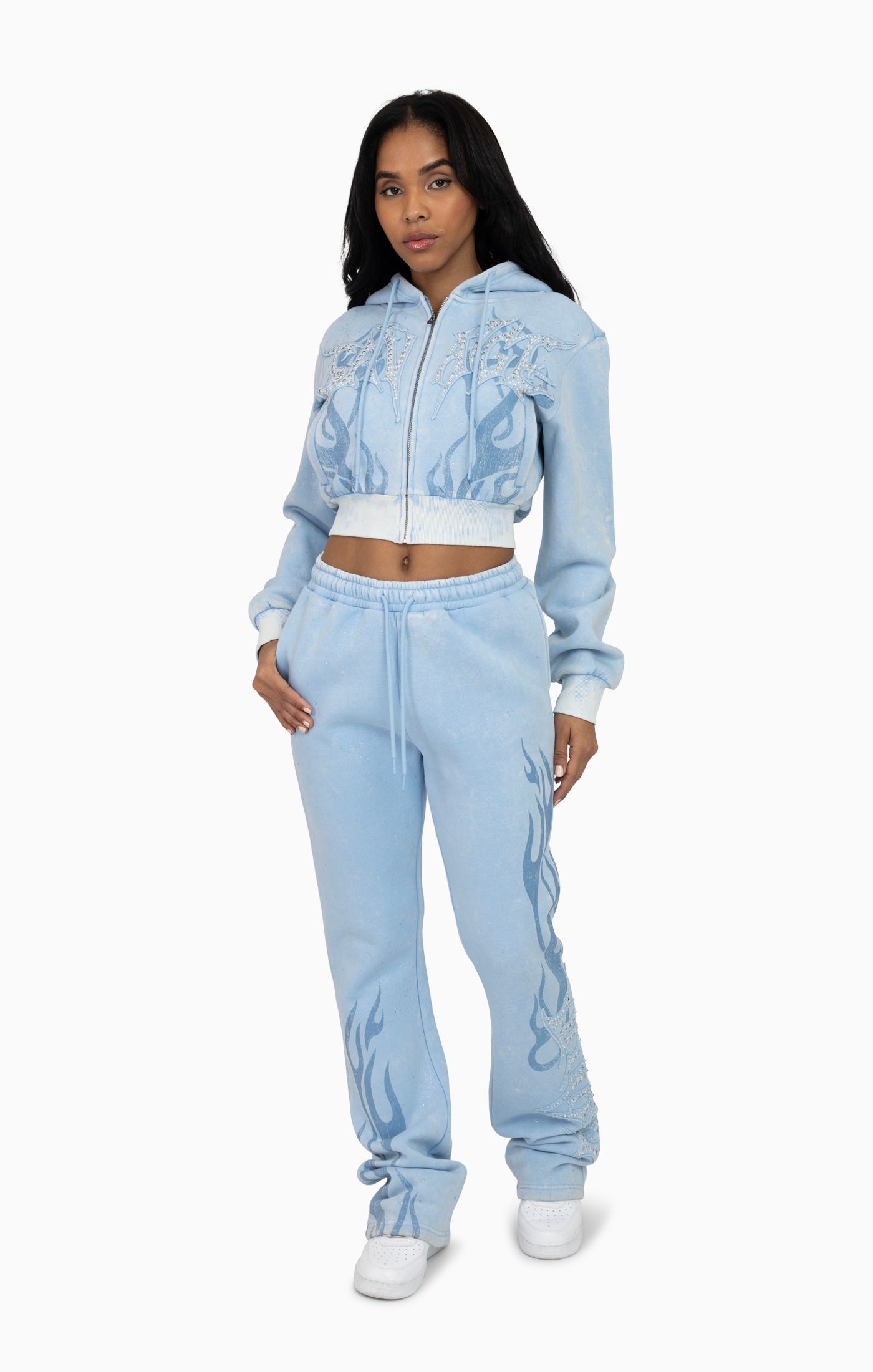Smoke Rise Women's Sparkling Zip-up Jogging Set