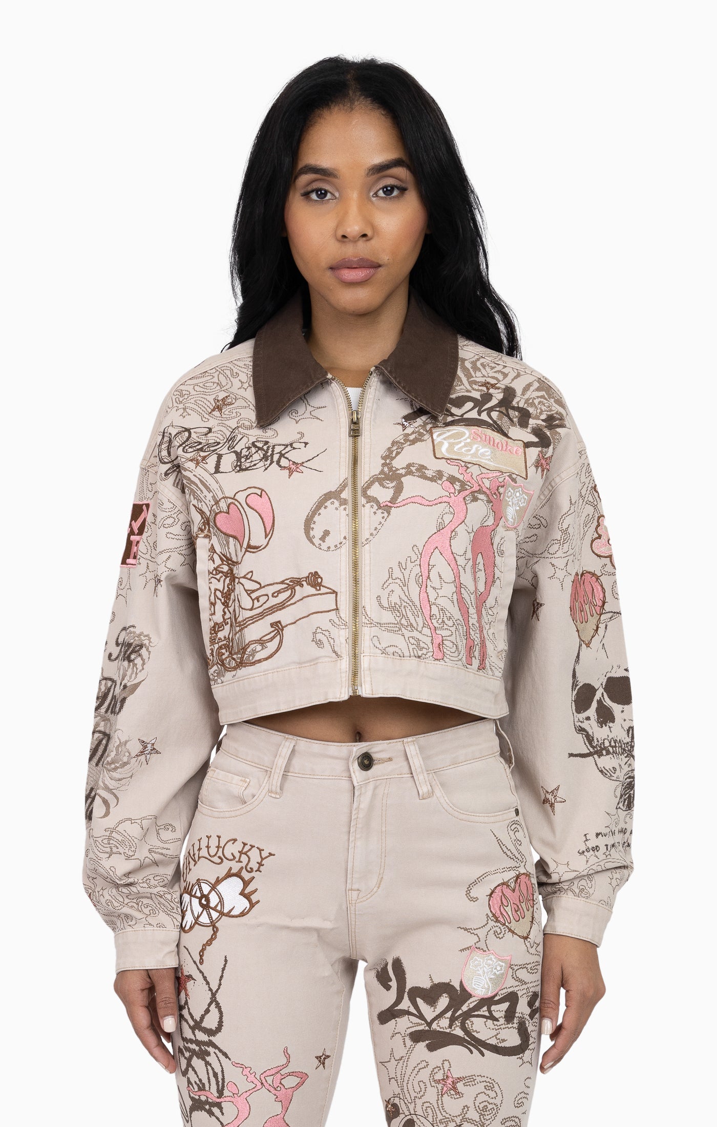 Smoke Rise Women's Embroidered Printed Twill Jacket