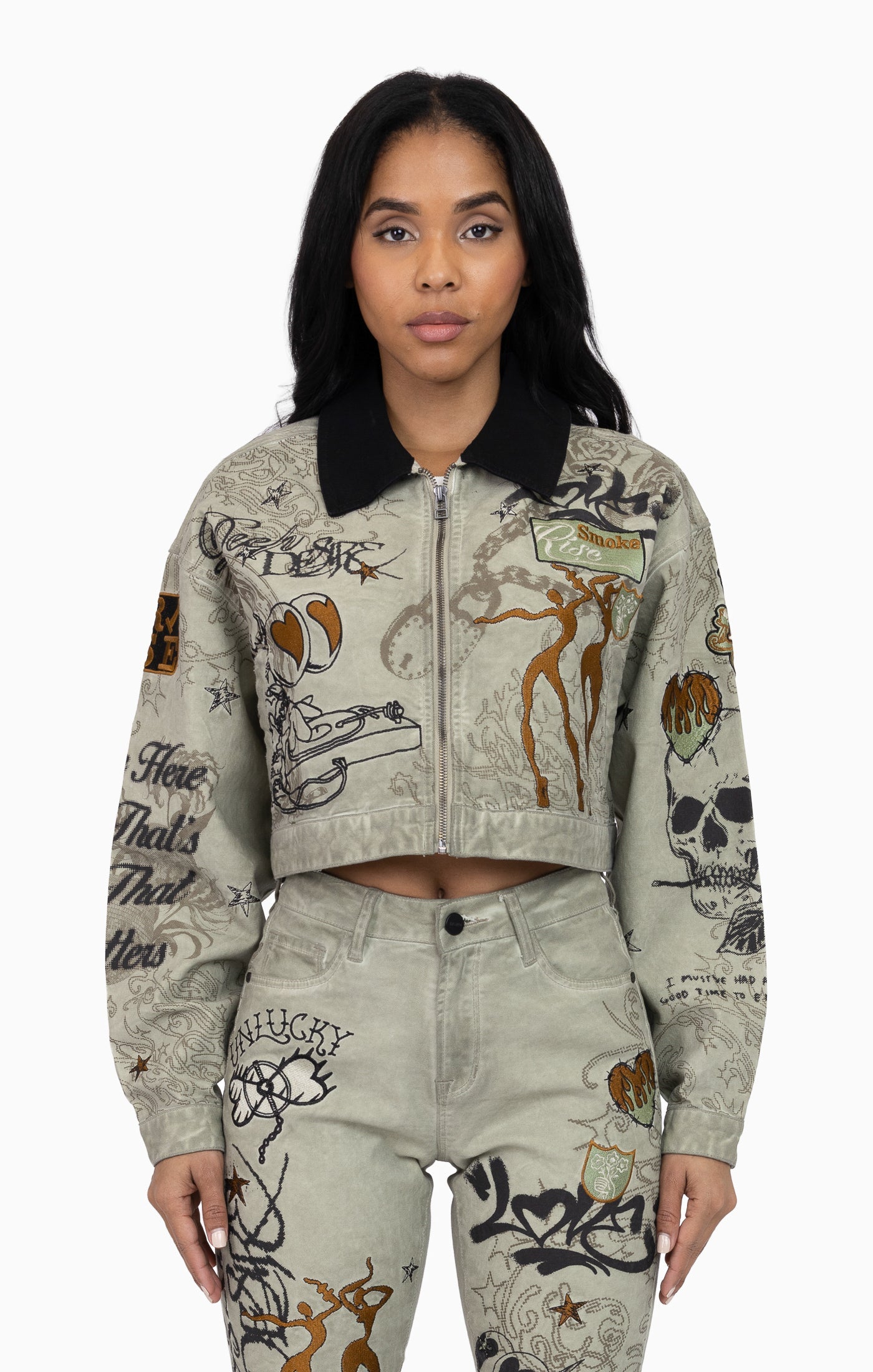 Smoke Rise Women's Embroidered Printed Twill Jacket