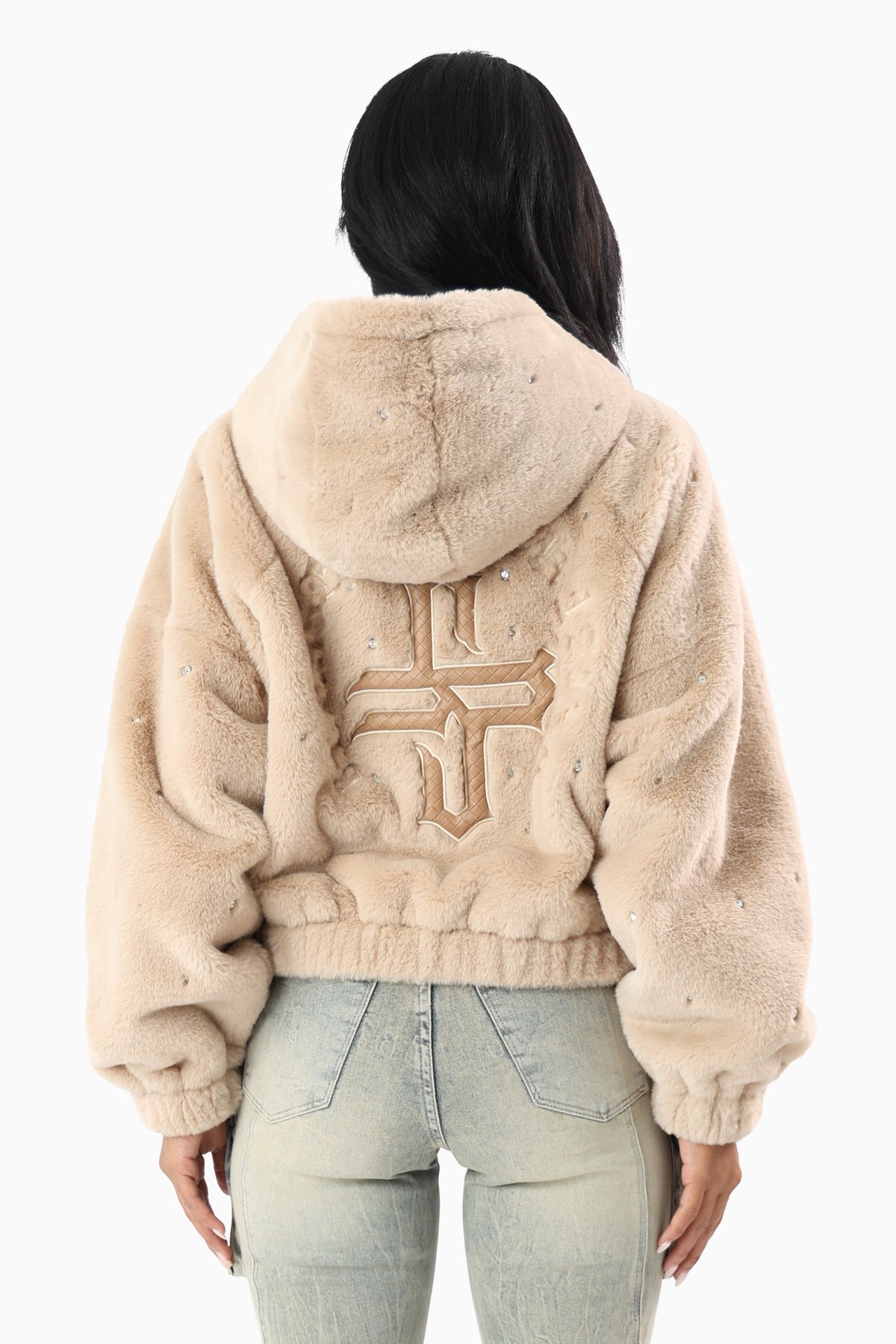 Smoke Rise Women's Faux Fur Rhinestone Jacket