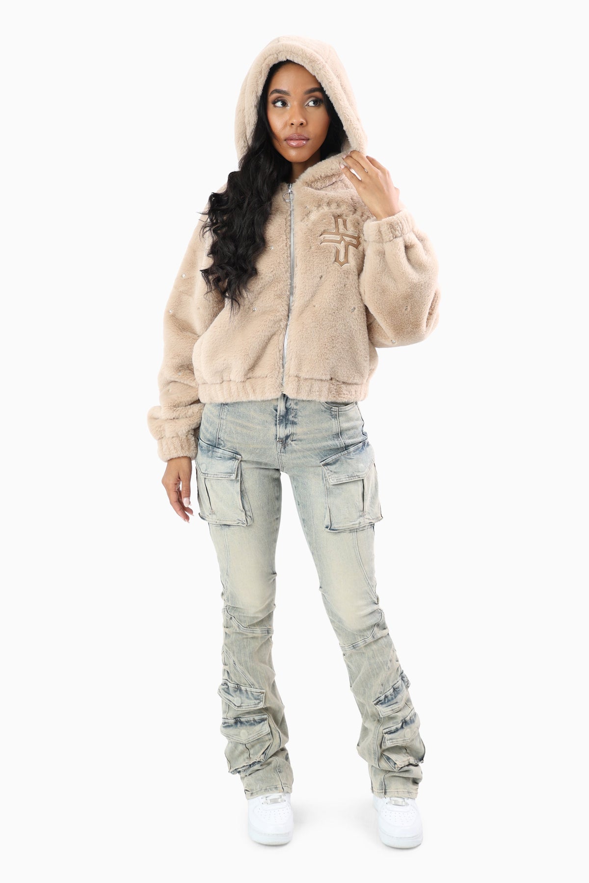 Smoke Rise Women's Faux Fur Rhinestone Jacket