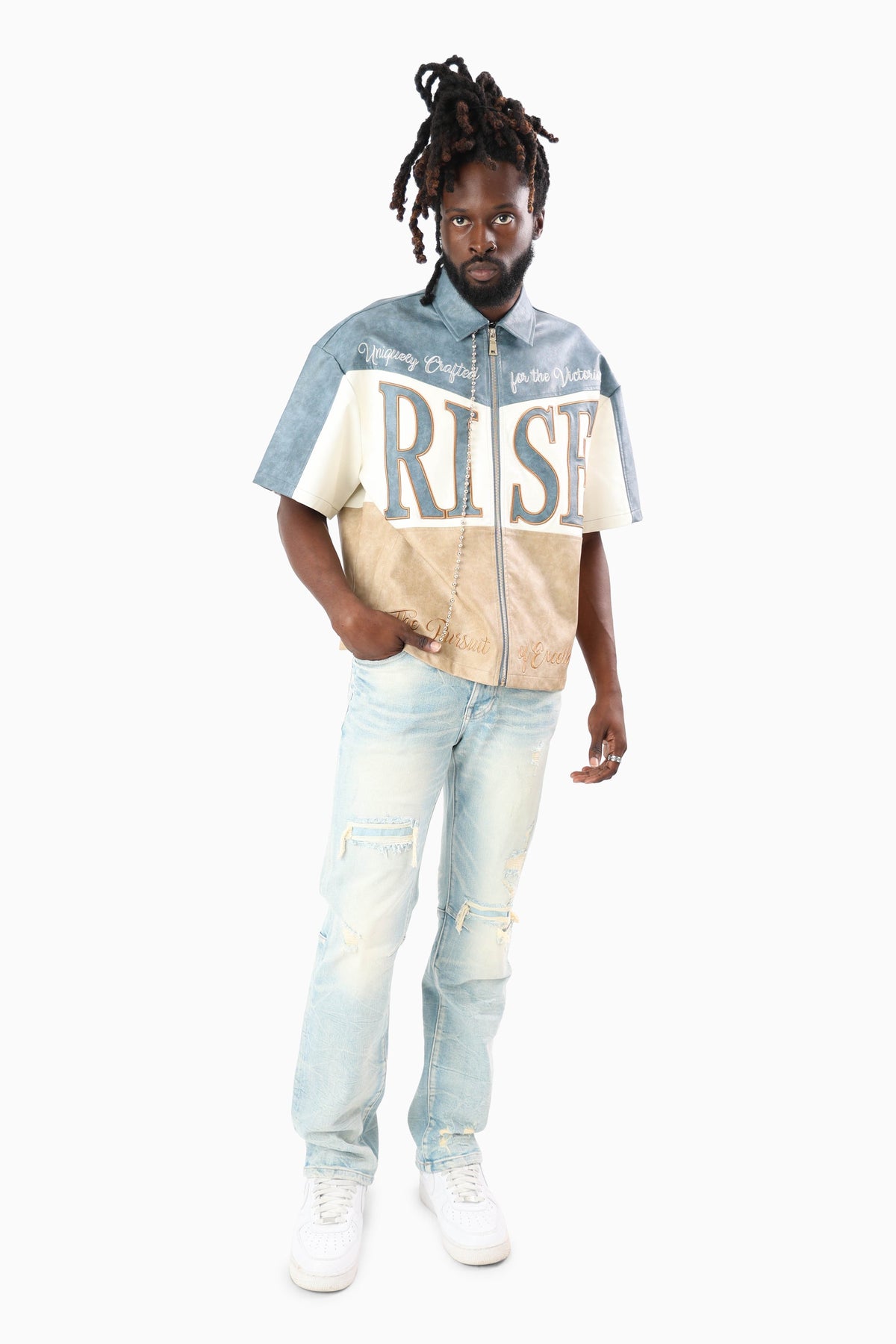 Smoke Rise "Royalty" Colorblack Leather Full Zip Shirt
