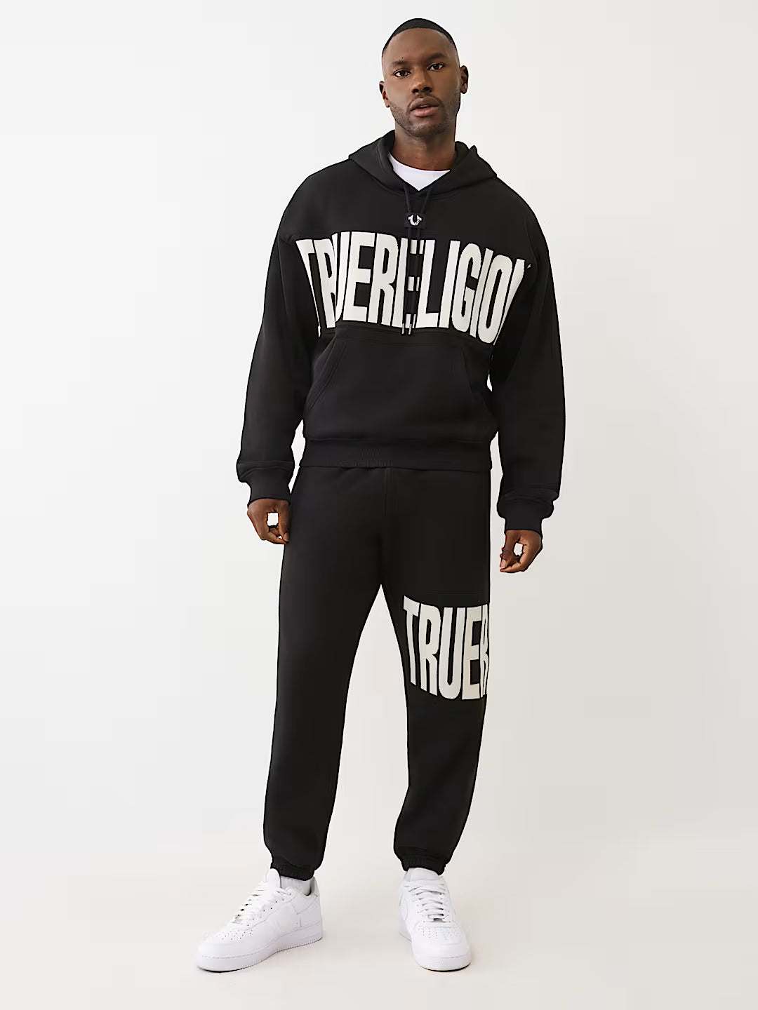 True Religion Panel TR Cinched Hoodie & Pants Jogging Set