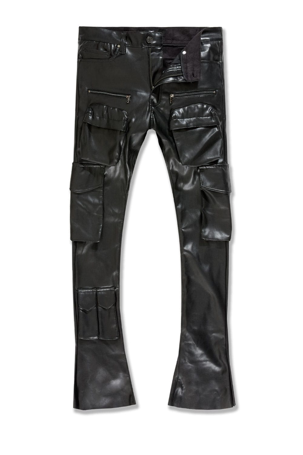 Jordan Craig "Trillest" Skinny Ross Stacked Leather Cargo Pants with Zipper