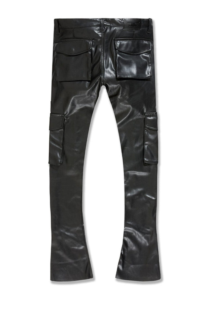 Jordan Craig "Trillest" Skinny Ross Stacked Leather Cargo Pants with Zipper