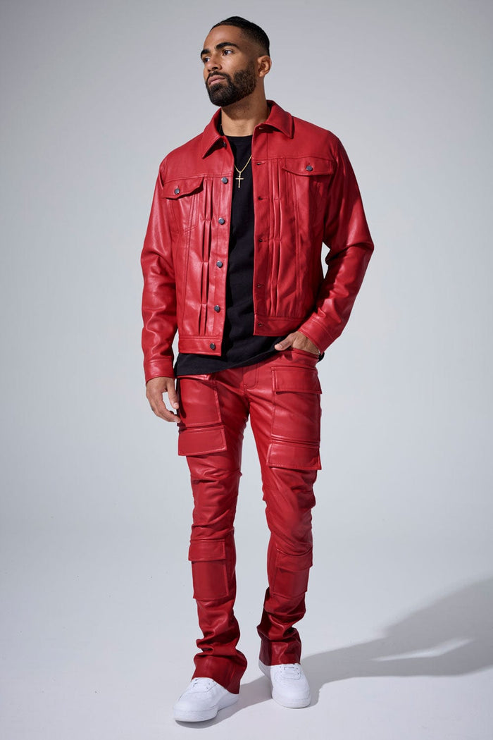 Jordan Craig "Thriller" Skinny Ross Stacked Cargo Leather Pants