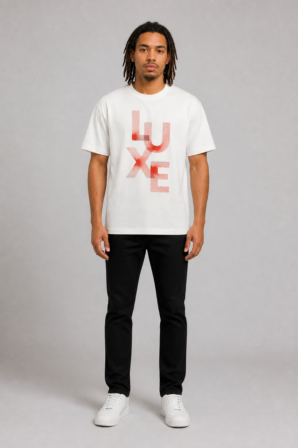 Luxe Classic Tee - White/Infra Red