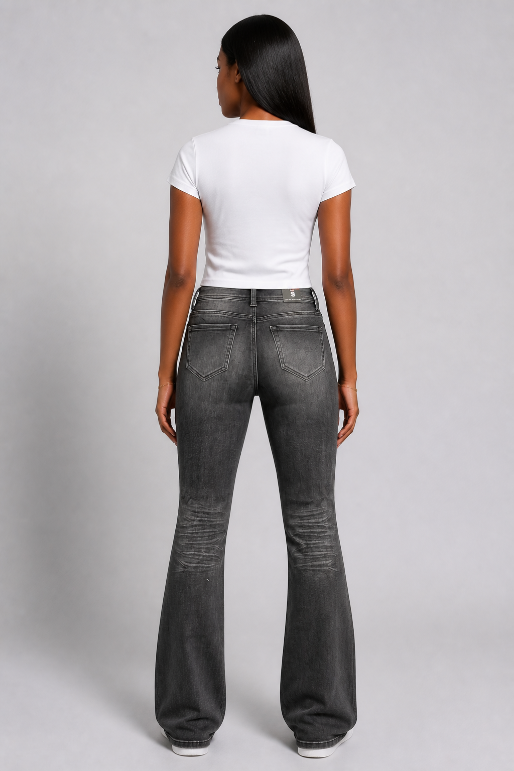 Red Fox Start Rhinestone Stacked Denim Pants