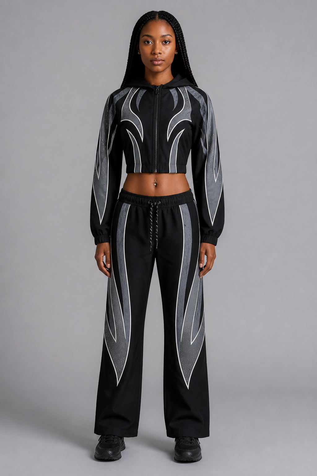 Smoke Rise Women's Rhinestone Panel Windbreaker Set