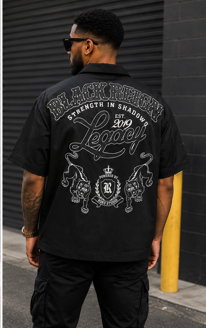 Roku Black Reign Woven Boxy Button Up