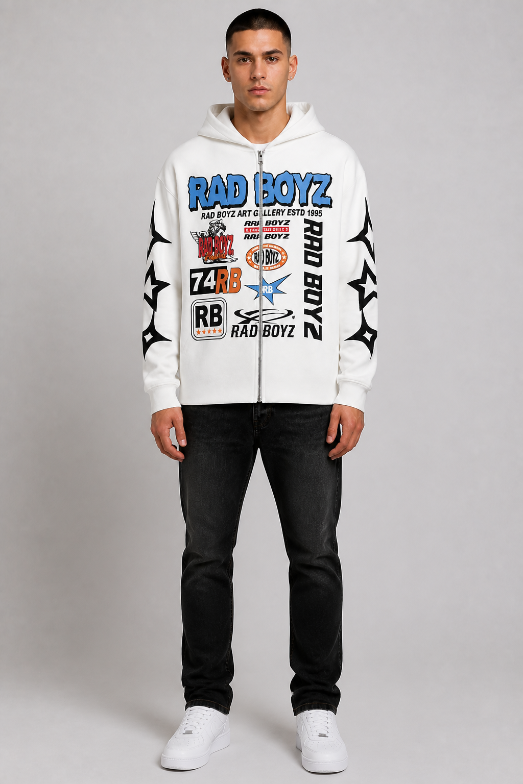 Rad Boyz Zip-up Hoodie - White