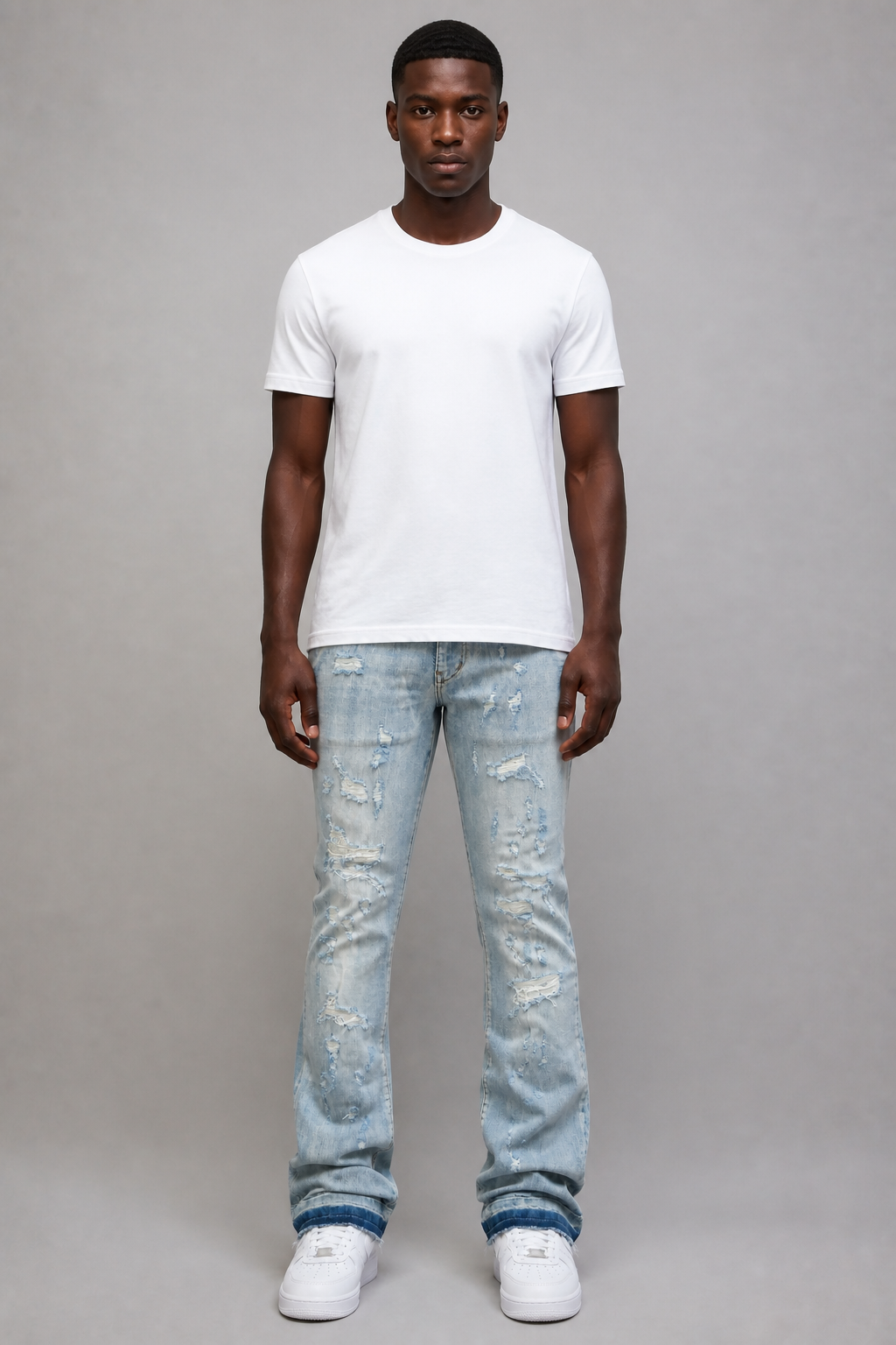 Damati Ripped Stacked Jeans