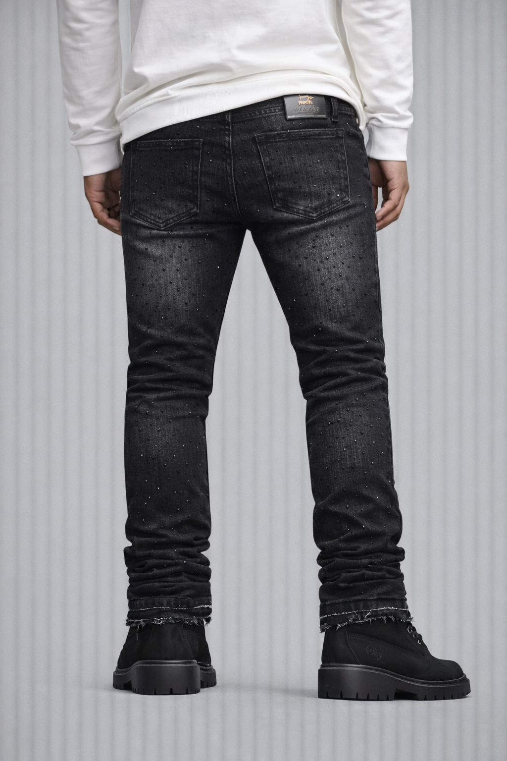 Damati Rhinstone Stacked Jeans