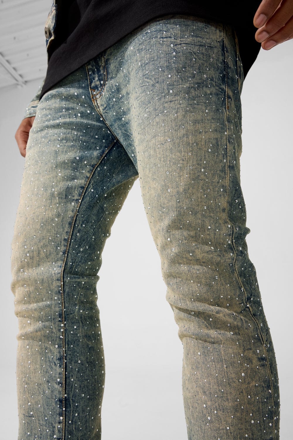 Jordan Craig "Local Dealer" Super Skinny Stacked Rhinestone Jeans