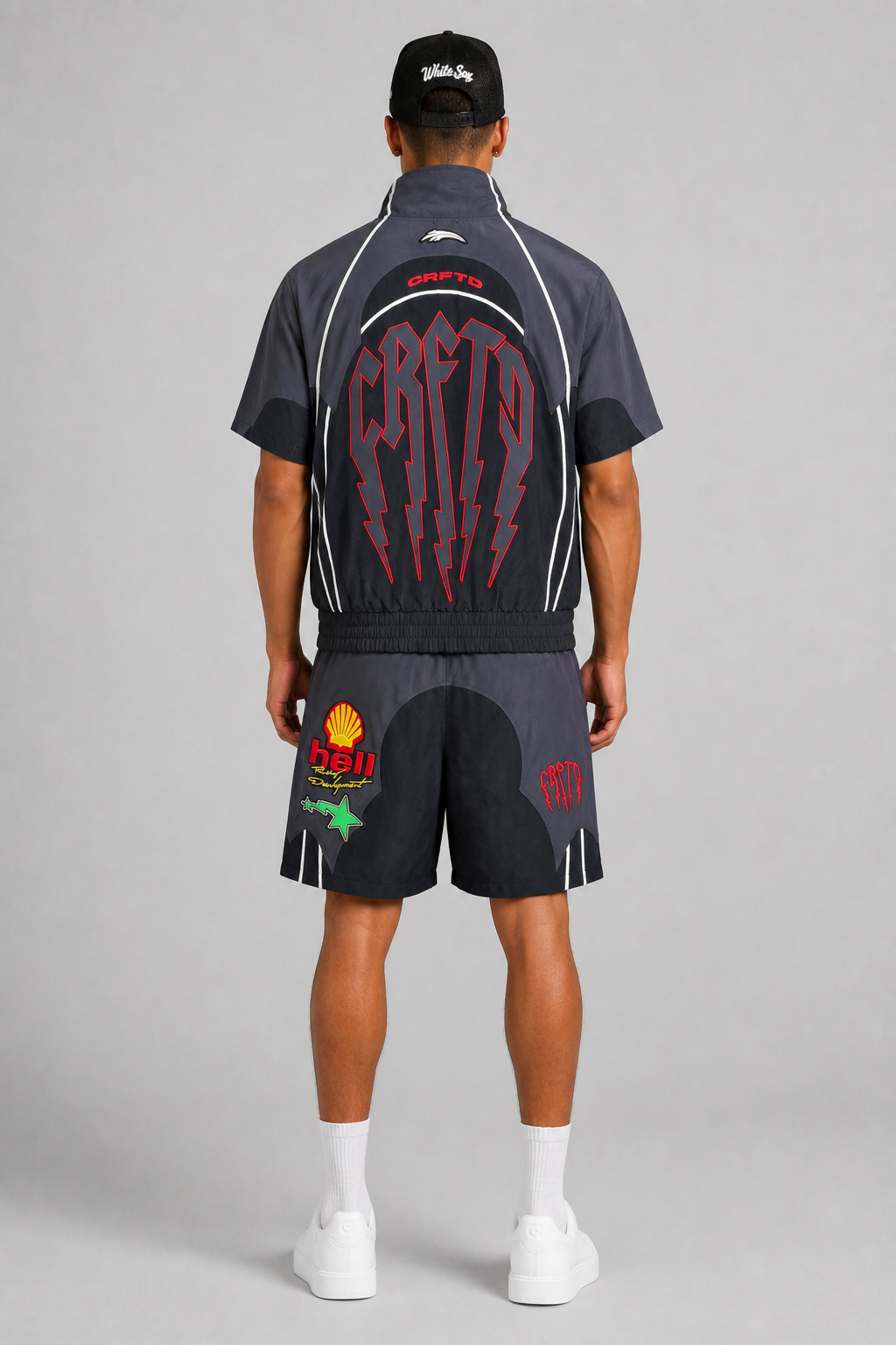 Crafted "Fashion" Patched Nylon Short Set