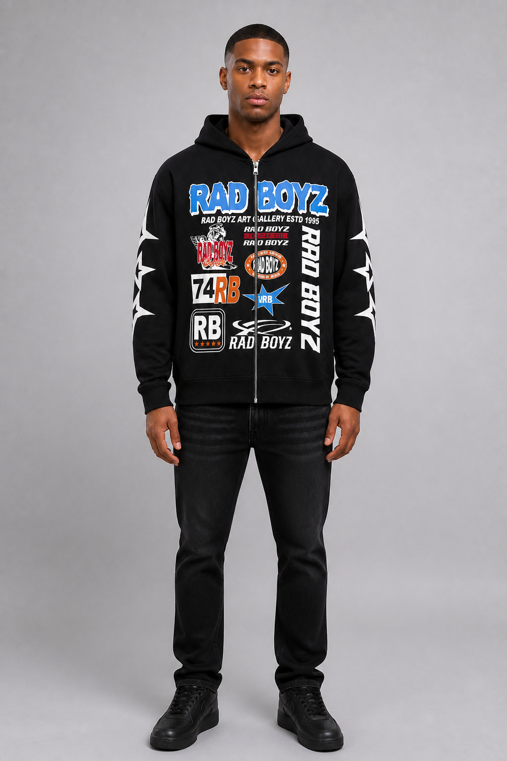 Rad Boyz Zip-up Hoodie - Black