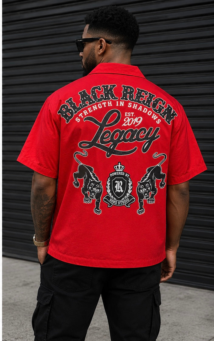 Roku Black Reign Woven Boxy Button Up