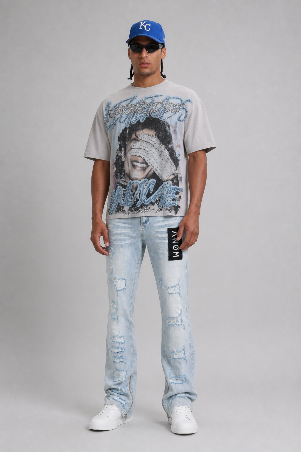 Anom "Void" Stacked Flare Zipper Jeans