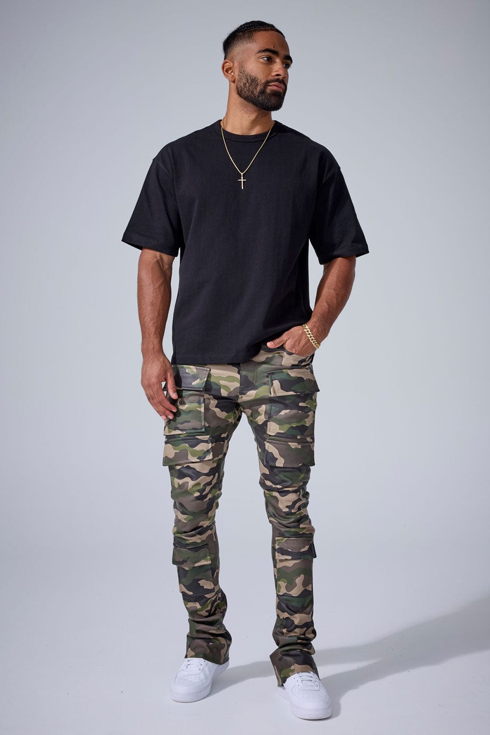 Jordan Craig "Thriller" Skinny Ross Stacked Cargo Leather Pants