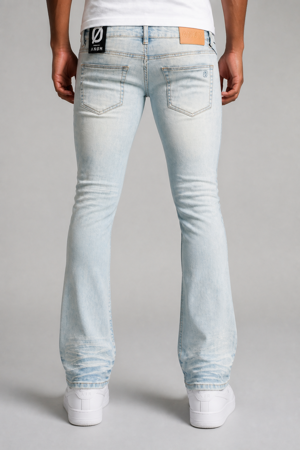 ANOM "Aura" Fitted Stacked Jeans - Ice Blue