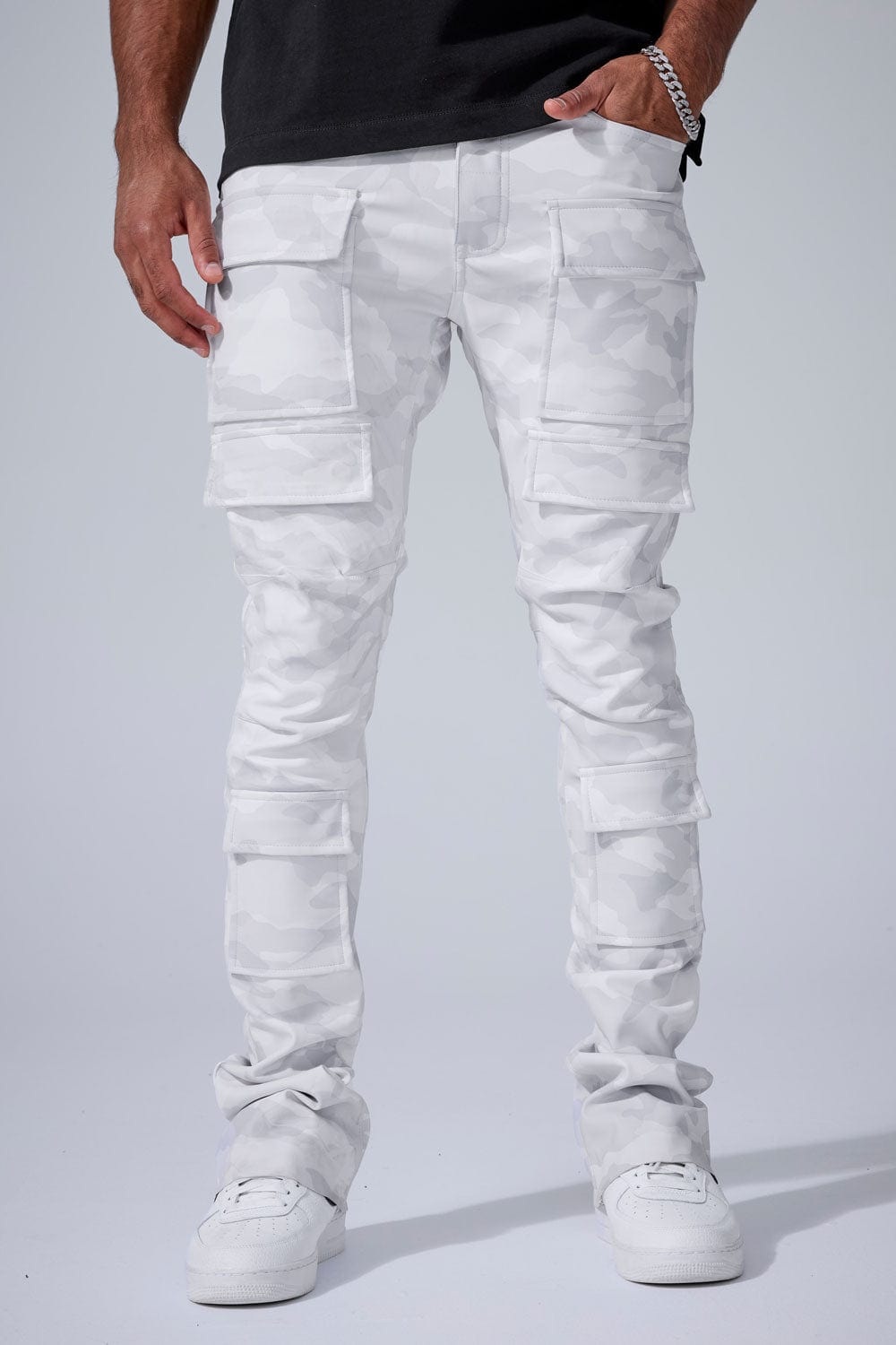 Jordan Craig "Thriller" Skinny Ross Stacked Cargo Leather Pants