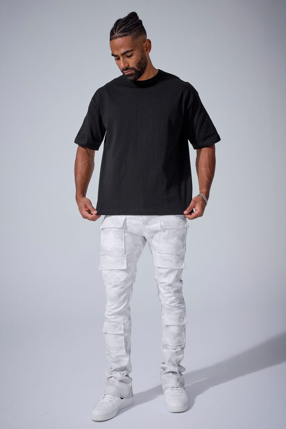 Jordan Craig "Thriller" Skinny Ross Stacked Cargo Leather Pants
