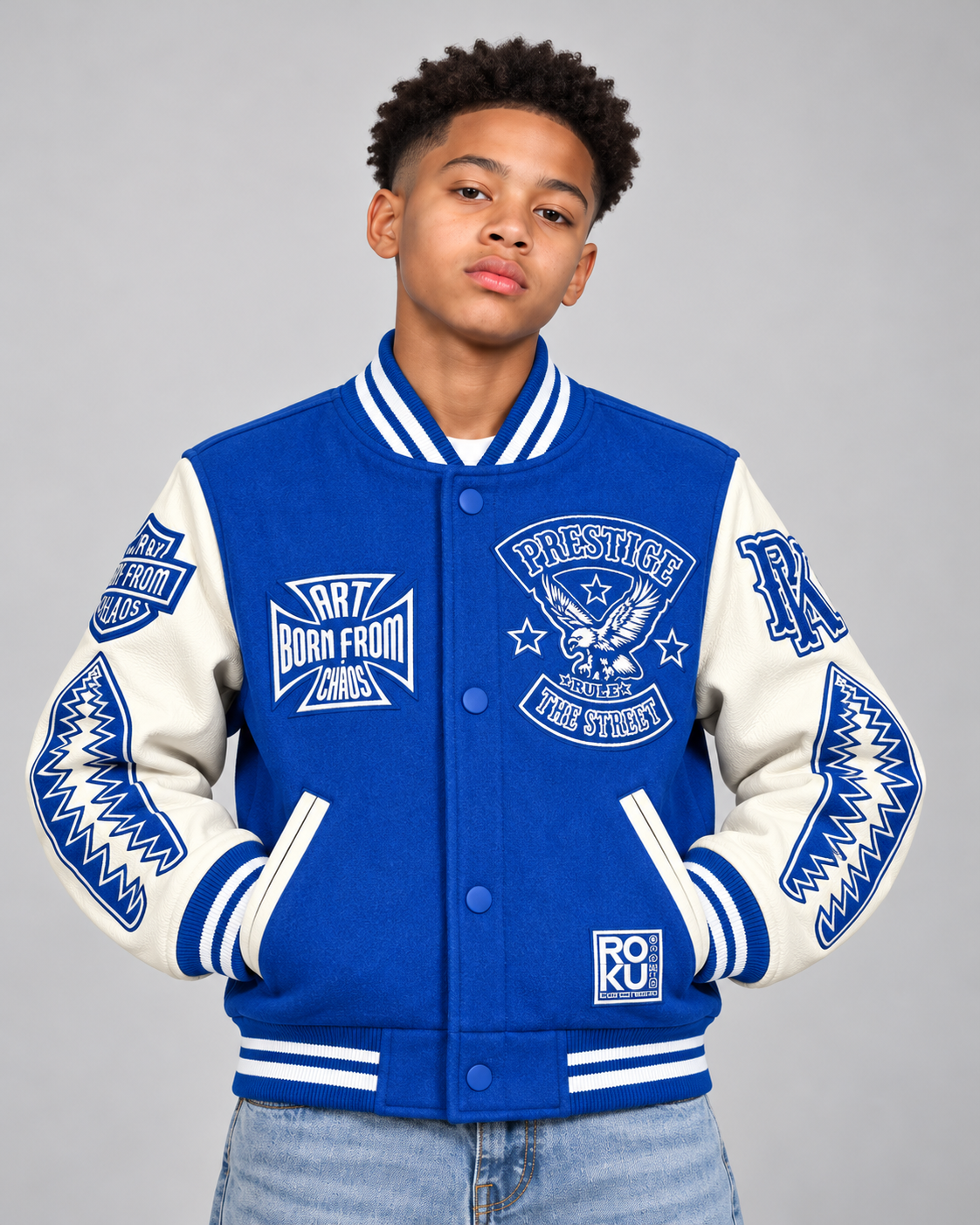 Roku Studio Kids "Prestige" Wool Varsity Jacket