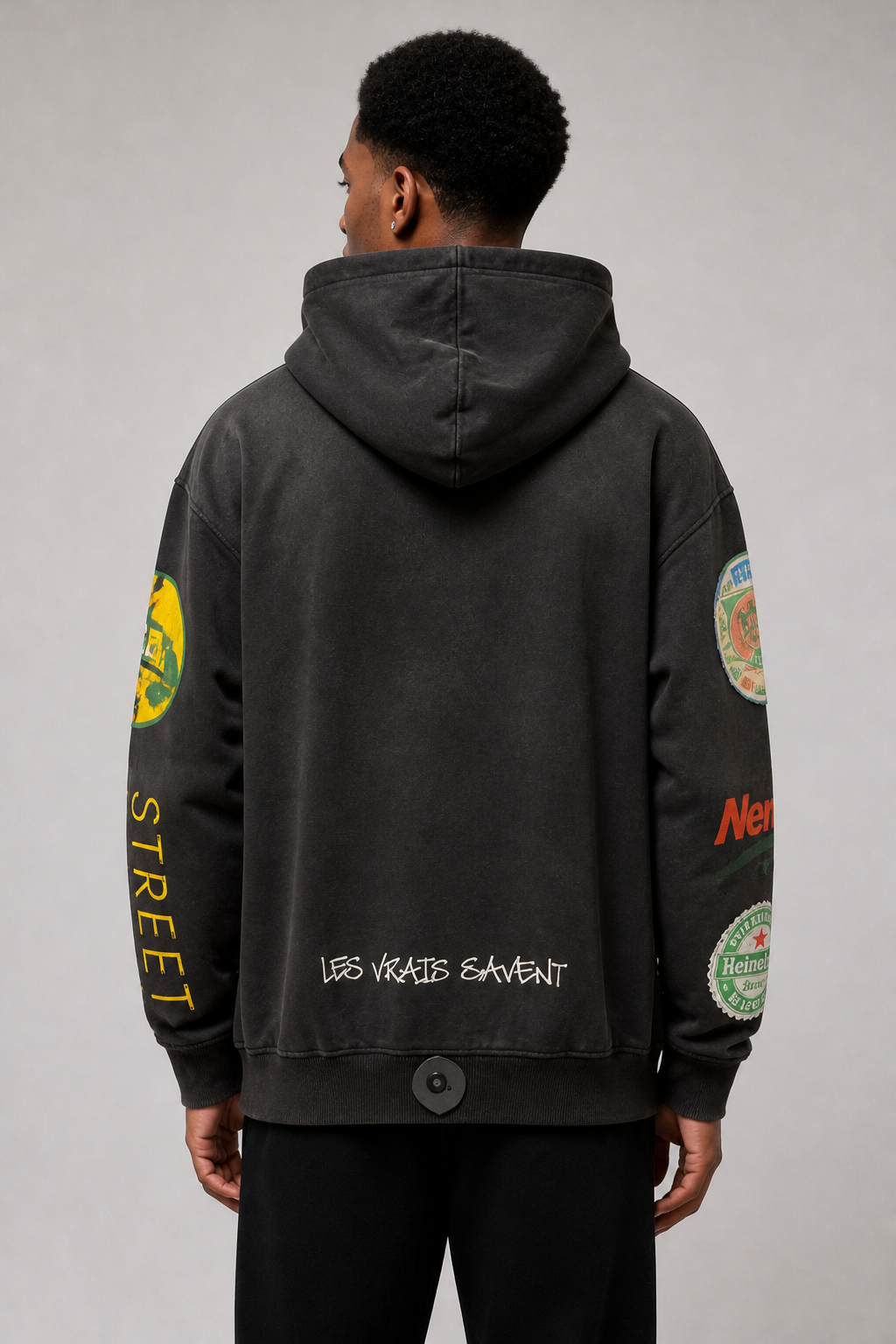 REBEL "Mstrmnd Cooked Light" Cotton Boxy Hoodie - Black