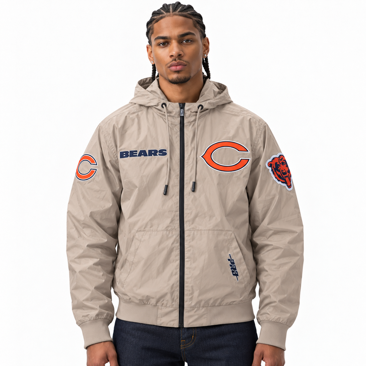 Pro Standard Bears Windbreaker Zip-up Jacket - Khaki