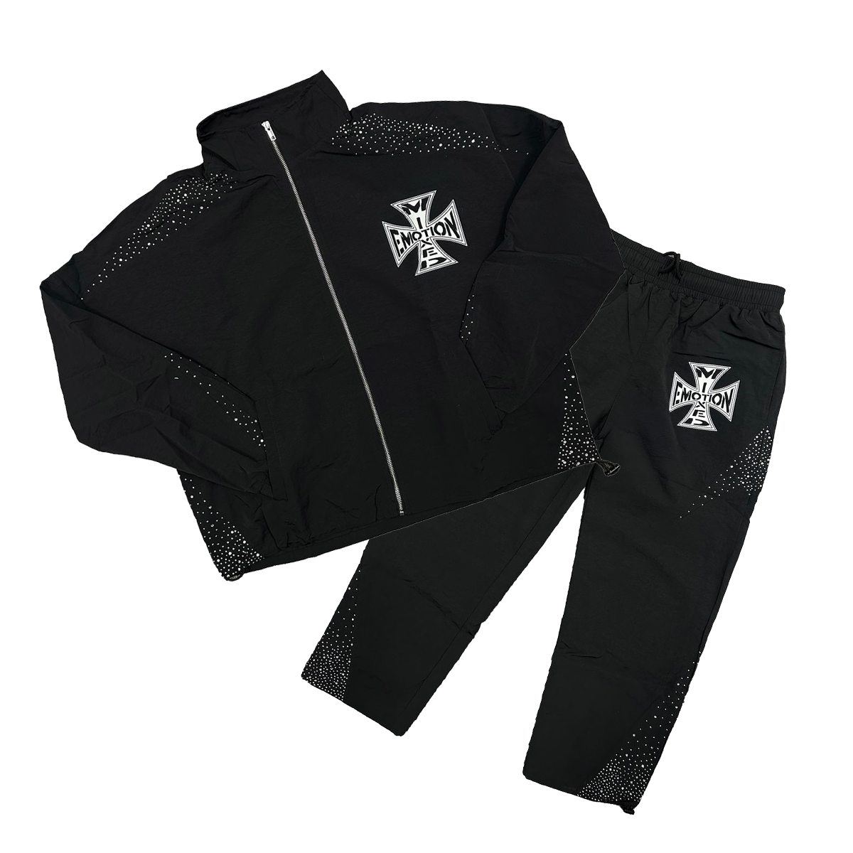 Mixed Emotion Black "Classic" Nylon Zip-up Jacket & Pants Set